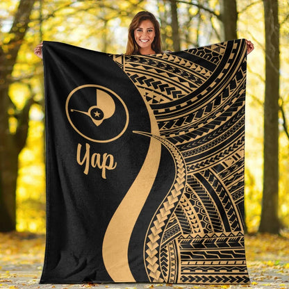 Yap Premium Blanket - Gold Polynesian Tentacle Tribal Pattern