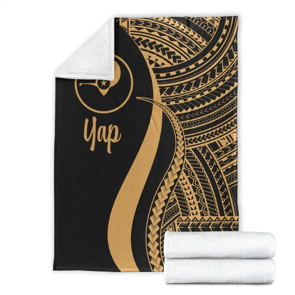 Yap Premium Blanket - Gold Polynesian Tentacle Tribal Pattern