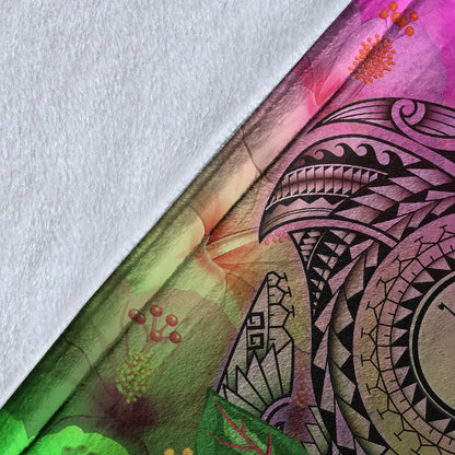 Yap Premium Blanket - Manta Ray Tropical Flowers