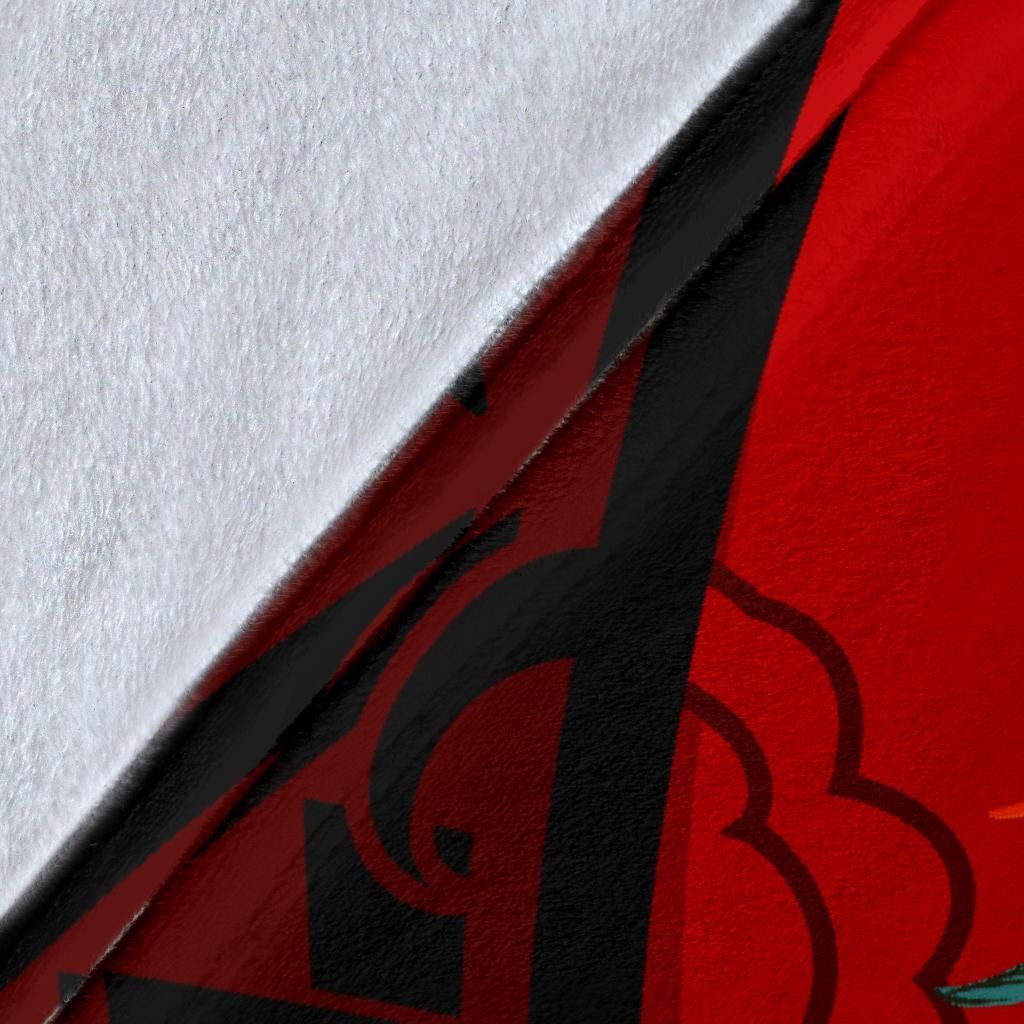 Yap Premium Blanket - Polynesian Hook And Hibiscus (Red)