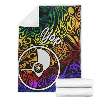Yap Premium Blanket - Rainbow Polynesian Pattern