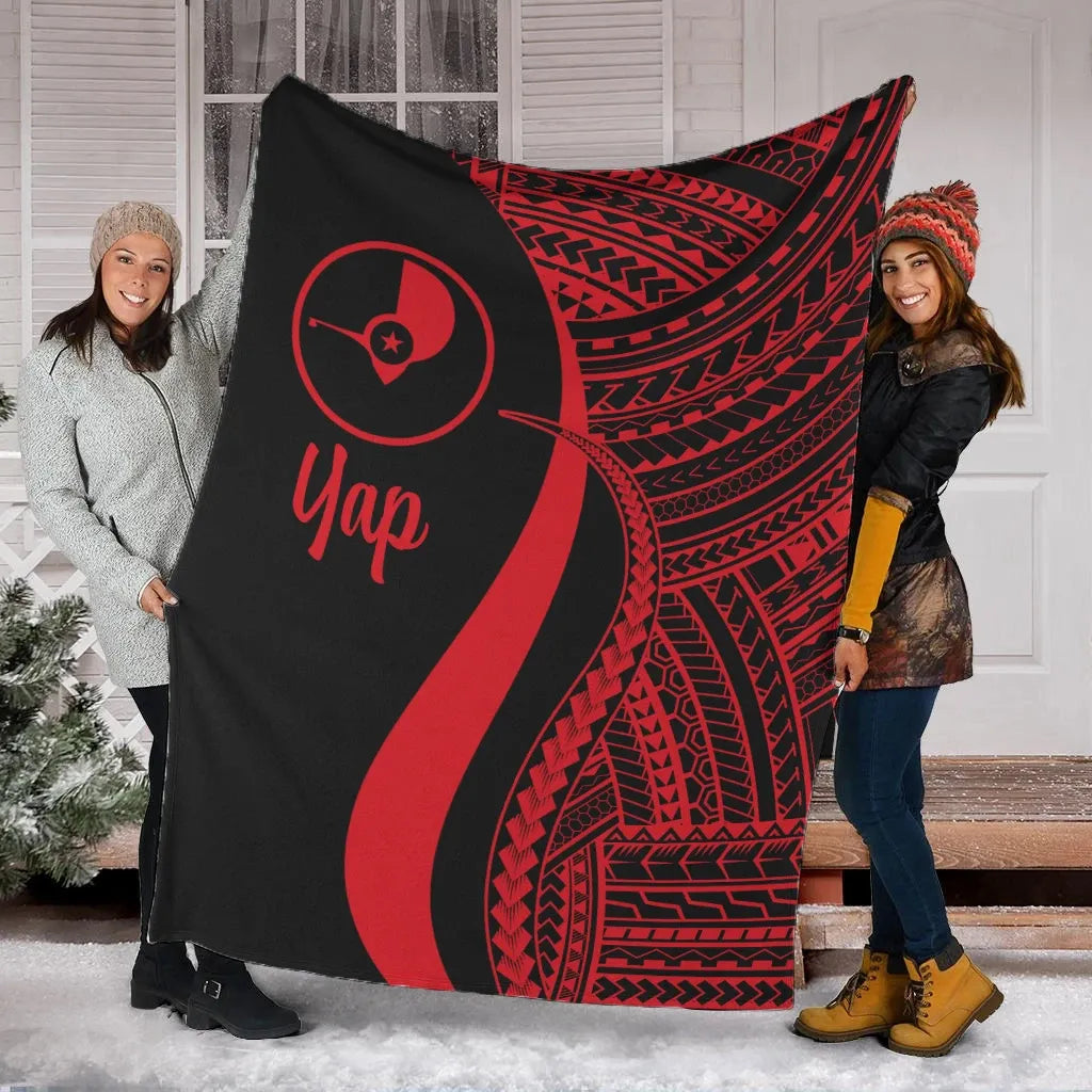 Yap Premium Blanket - Red Polynesian Tentacle Tribal Pattern