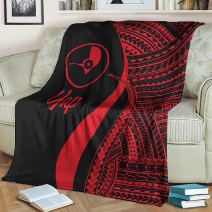 Yap Premium Blanket - Red Polynesian Tentacle Tribal Pattern