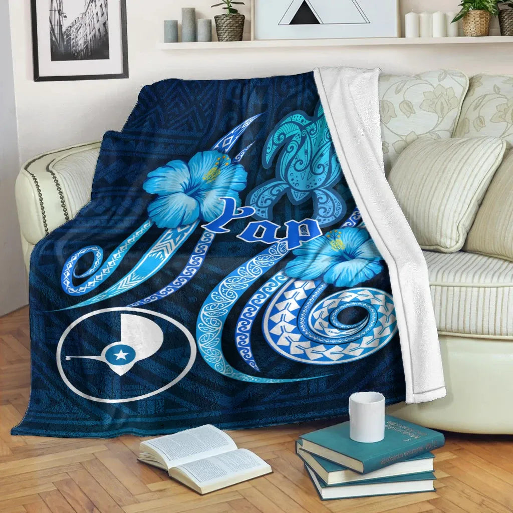 Yap Premium Blanket - Turtle and Tribal Tattoo Of Polynesian