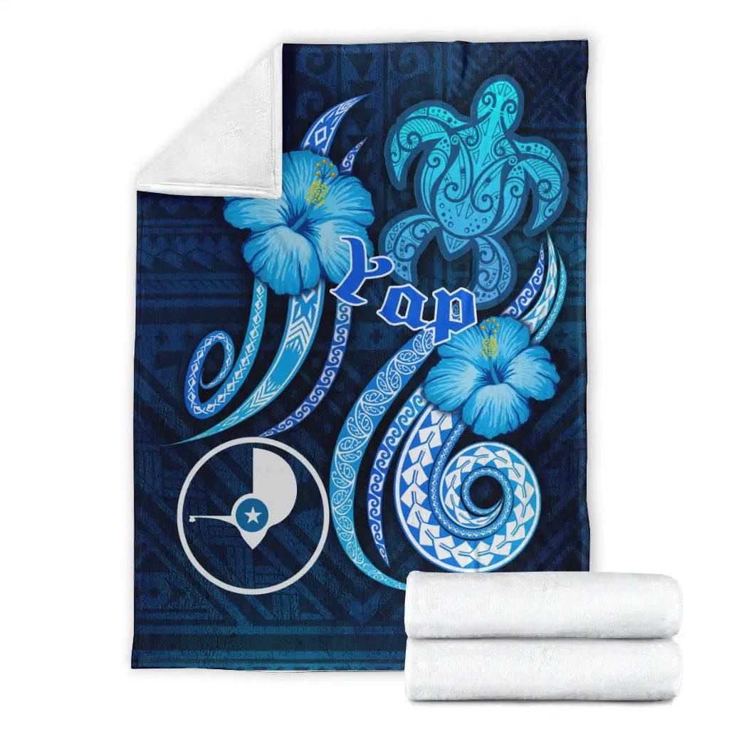 Yap Premium Blanket - Turtle and Tribal Tattoo Of Polynesian