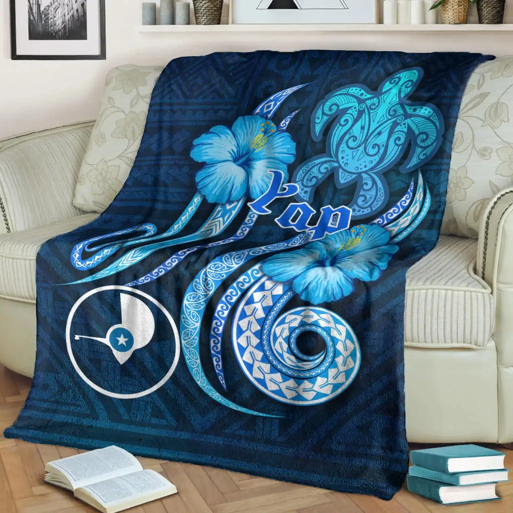 Yap Premium Blanket - Turtle and Tribal Tattoo Of Polynesian