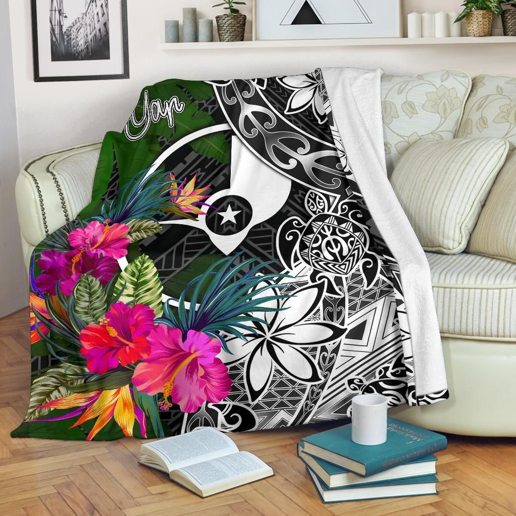 Yap Premium Blanket - Turtle Plumeria Banana Leaf