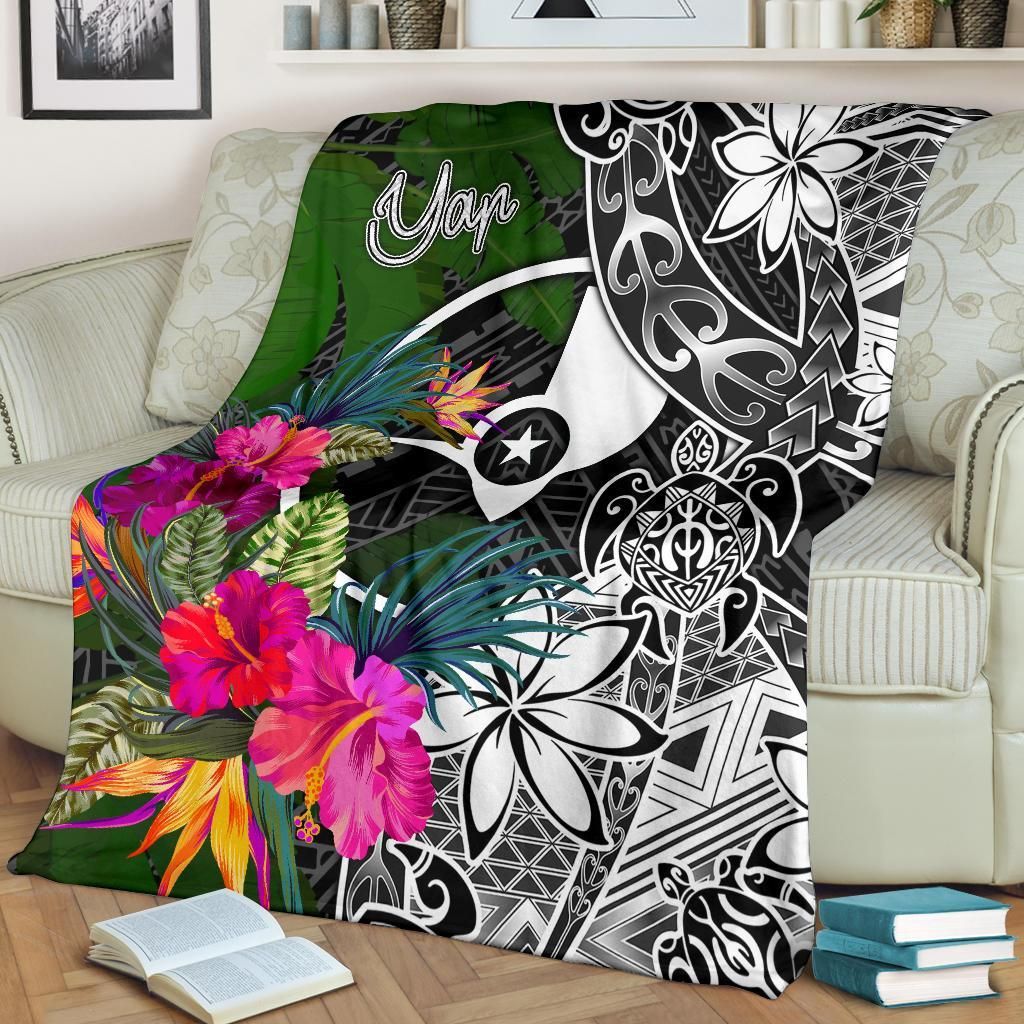 Yap Premium Blanket - Turtle Plumeria Banana Leaf