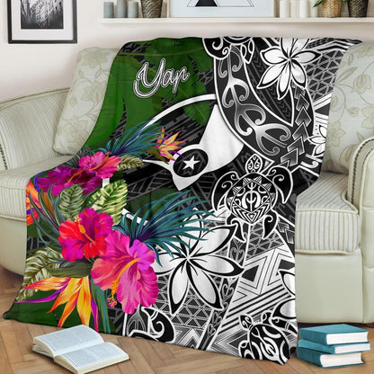 Yap Premium Blanket - Turtle Plumeria Banana Leaf