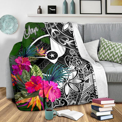 Yap Premium Blanket - Turtle Plumeria Banana Leaf