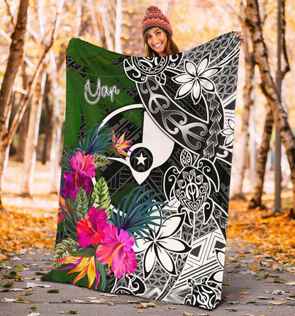 Yap Premium Blanket - Turtle Plumeria Banana Leaf