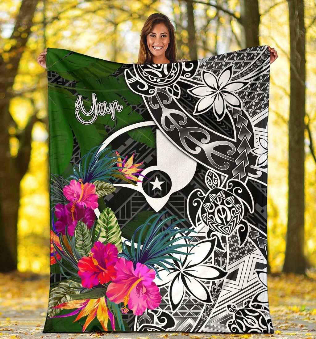 Yap Premium Blanket - Turtle Plumeria Banana Leaf