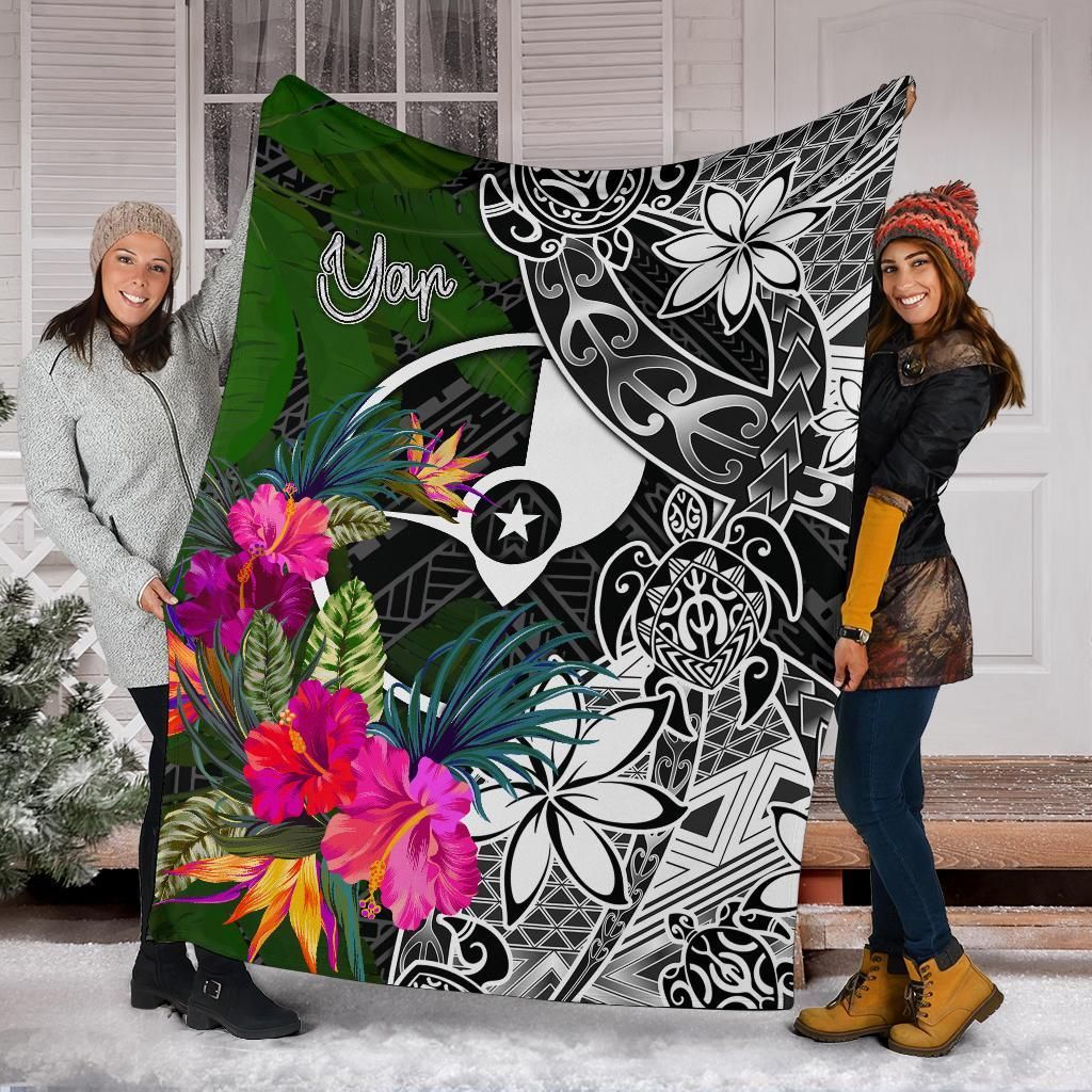 Yap Premium Blanket - Turtle Plumeria Banana Leaf