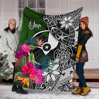 Yap Premium Blanket - Turtle Plumeria Banana Leaf