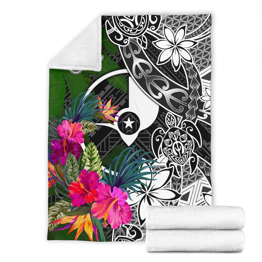 Yap Premium Blanket - Turtle Plumeria Banana Leaf