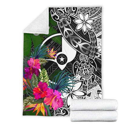Yap Premium Blanket - Turtle Plumeria Banana Leaf
