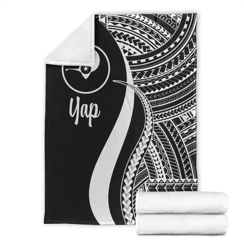 Yap Premium Blanket - White Polynesian Tentacle Tribal Pattern