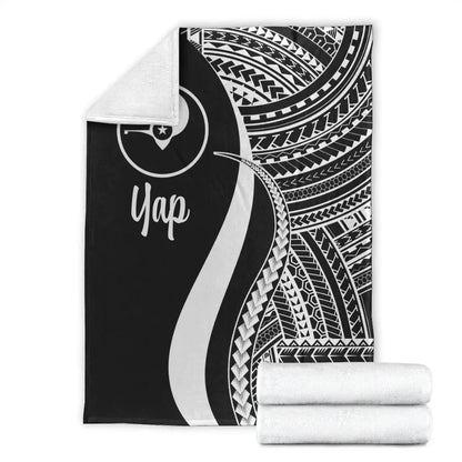 Yap Premium Blanket - White Polynesian Tentacle Tribal Pattern