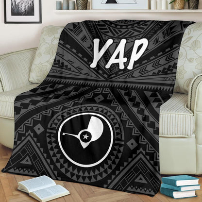 Yap Premium Blanket - Yap Seal With Polynesian Tattoo Style