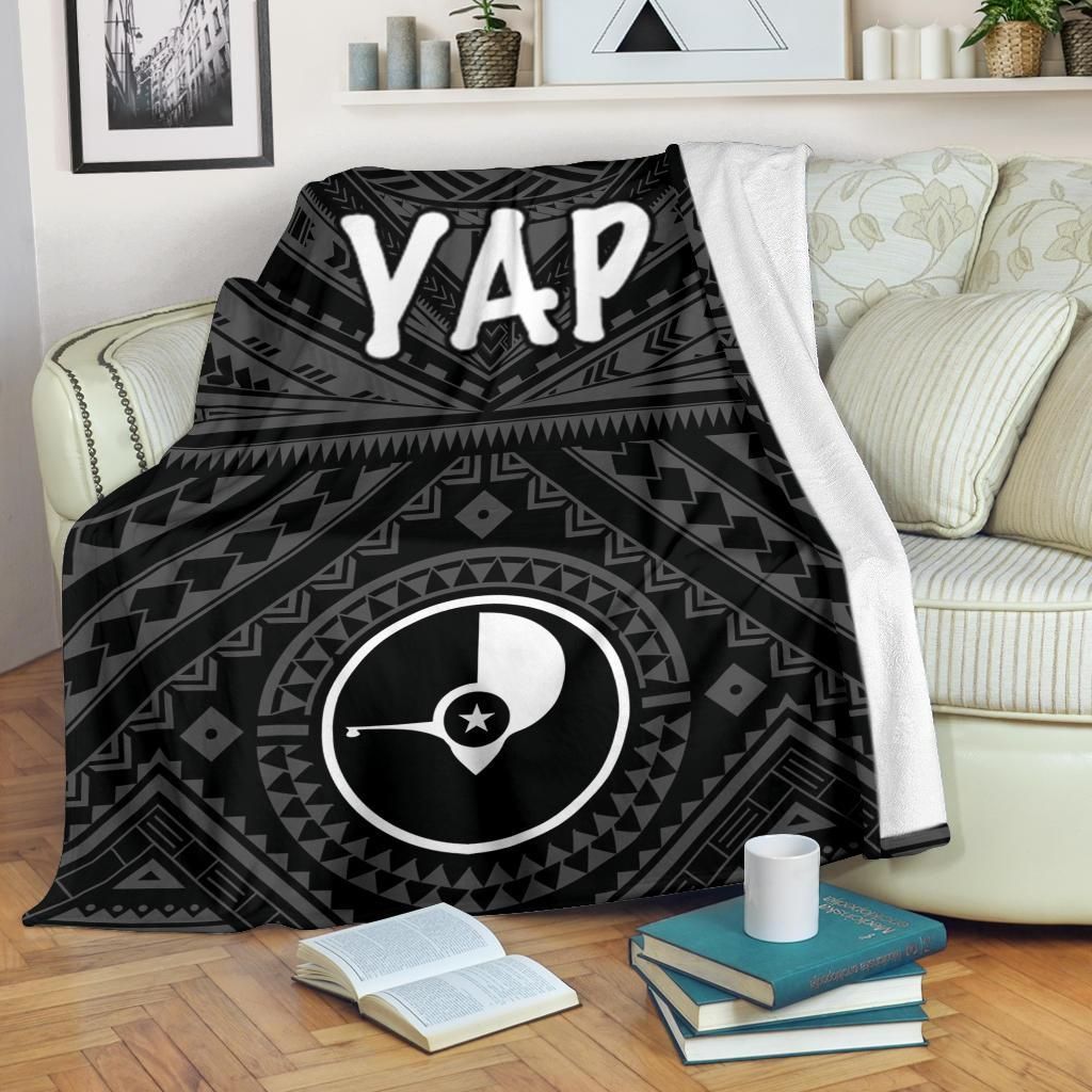 Yap Premium Blanket - Yap Seal With Polynesian Tattoo Style