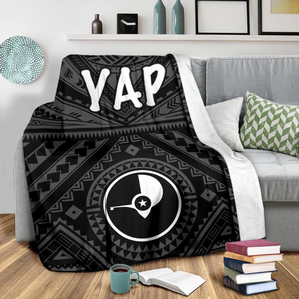 Yap Premium Blanket - Yap Seal With Polynesian Tattoo Style
