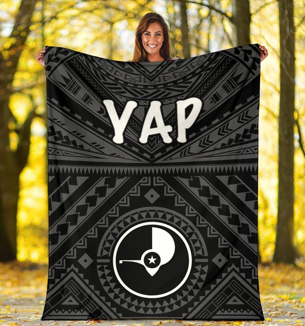 Yap Premium Blanket - Yap Seal With Polynesian Tattoo Style