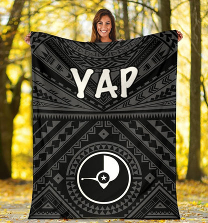 Yap Premium Blanket - Yap Seal With Polynesian Tattoo Style