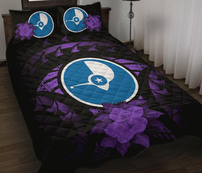 Yap Polynesian Quilt Bed Set Hibiscus Purple