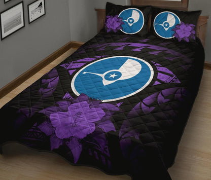 Yap Polynesian Quilt Bed Set Hibiscus Purple