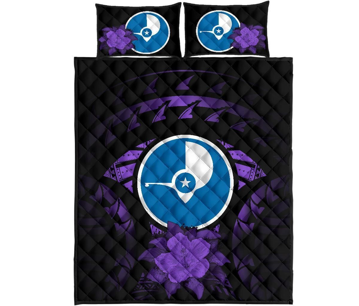 Yap Polynesian Quilt Bed Set Hibiscus Purple