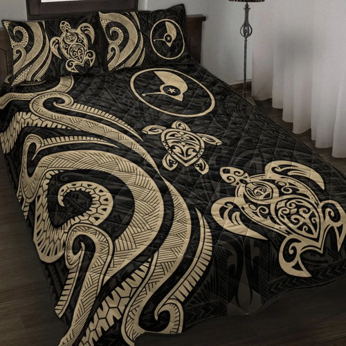 Yap Quilt Bed Set - Gold Tentacle Turtle
