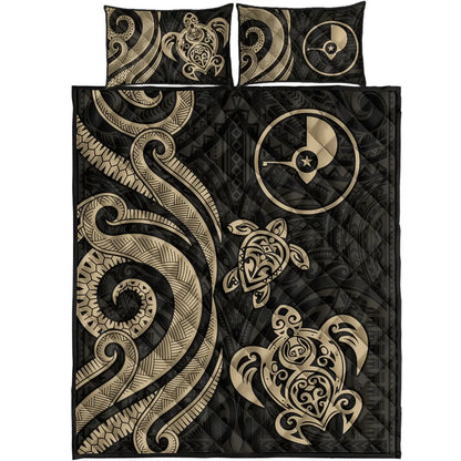 Yap Quilt Bed Set - Gold Tentacle Turtle
