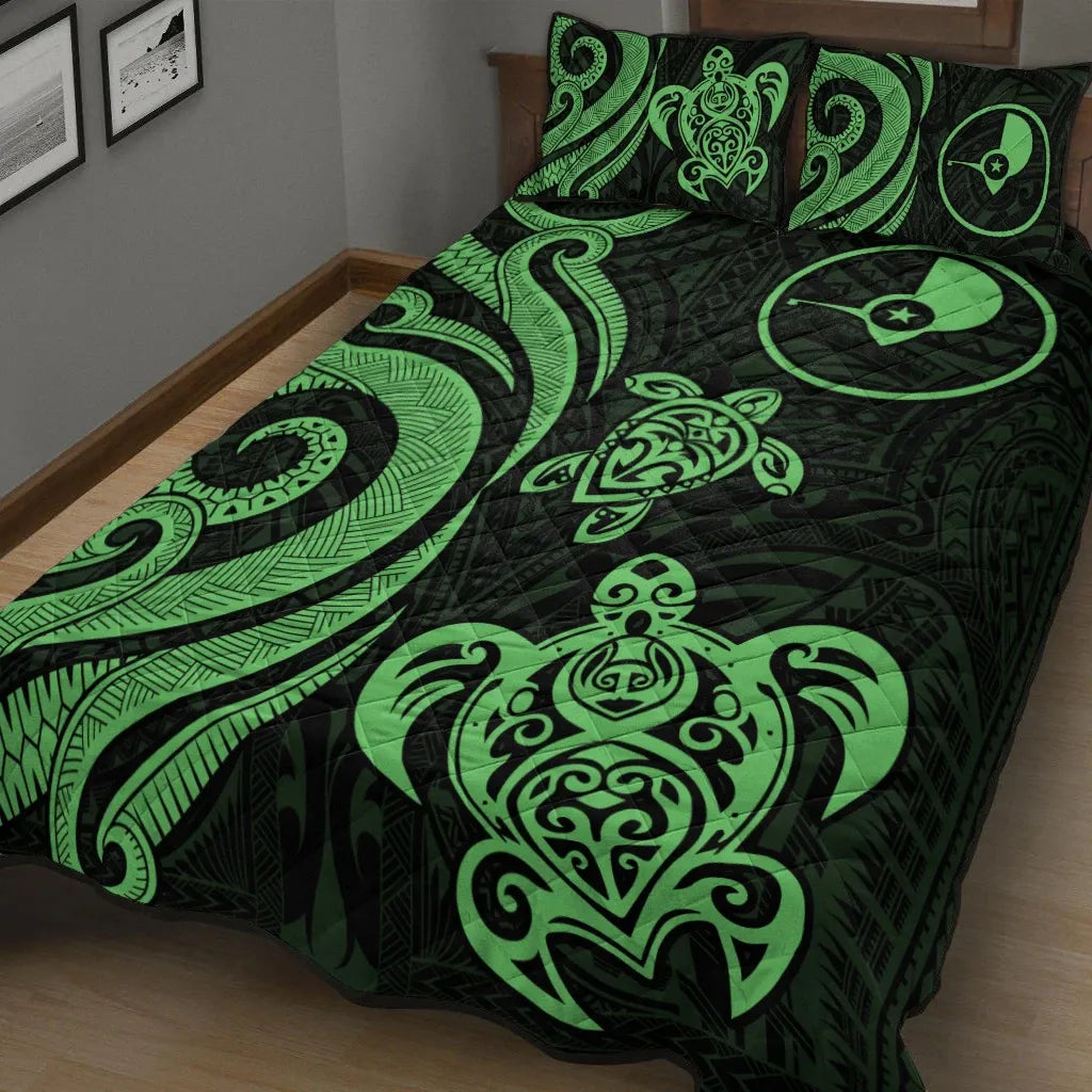 Yap Quilt Bed Set - Green Tentacle Turtle