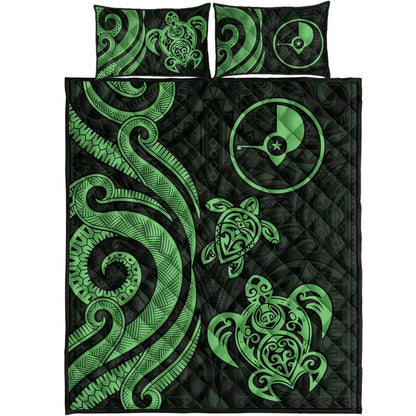 Yap Quilt Bed Set - Green Tentacle Turtle