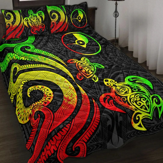 Yap Quilt Bed Set - Reggae Tentacle Turtle