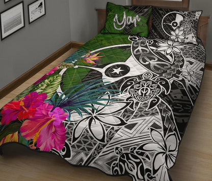 Yap Quilt Bed Set - Turtle Plumeria Banana Leaf