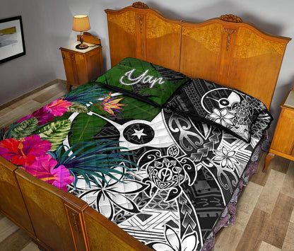 Yap Quilt Bed Set - Turtle Plumeria Banana Leaf