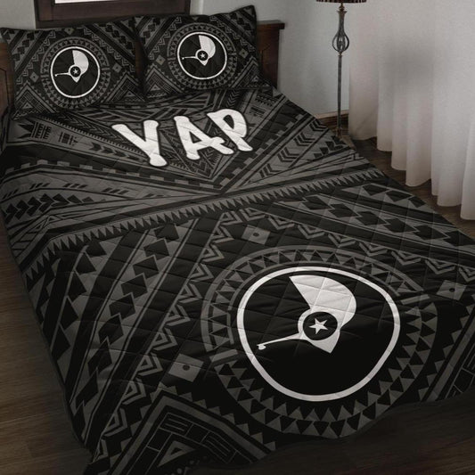 Yap Quilt Bed Set - Yap Seal With Polynesian Tattoo Style