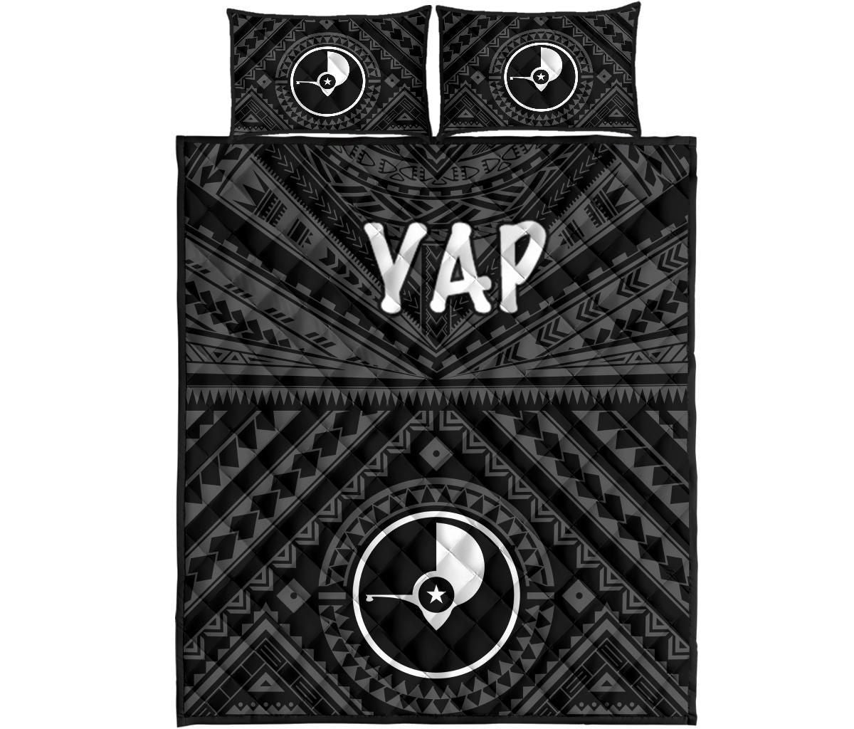 Yap Quilt Bed Set - Yap Seal With Polynesian Tattoo Style