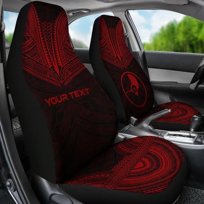 Yap Custom Personalised Car Seat Cover - Yap Flag Polynesian Chief Tattoo Red Version