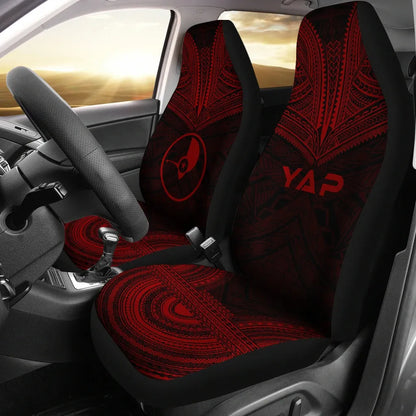 Yap Car Seat Cover - Yap Flag Polynesian Chief Tattoo Red Version