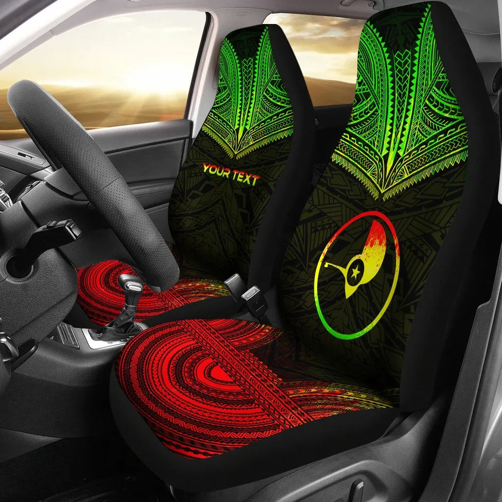 Yap Custom Personalised Car Seat Cover - Yap Flag Polynesian Chief Tattoo Reggae Version