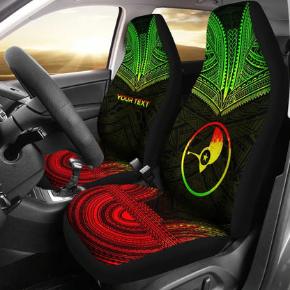 Yap Custom Personalised Car Seat Cover - Yap Flag Polynesian Chief Tattoo Reggae Version