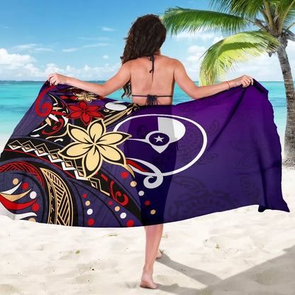 Yap Sarong - Tribal Flower With Special Turtles Purple Color