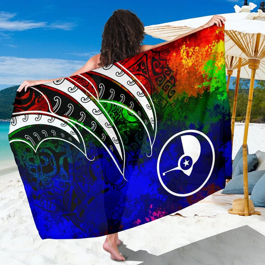 Yap Sarong - Tropical Leaf Rainbow Color