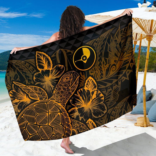 Yap Sarong - Turtle Hibiscus Pattern Gold