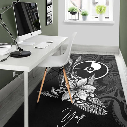 Yap State Area Rug - Fish With Plumeria Flowers Style