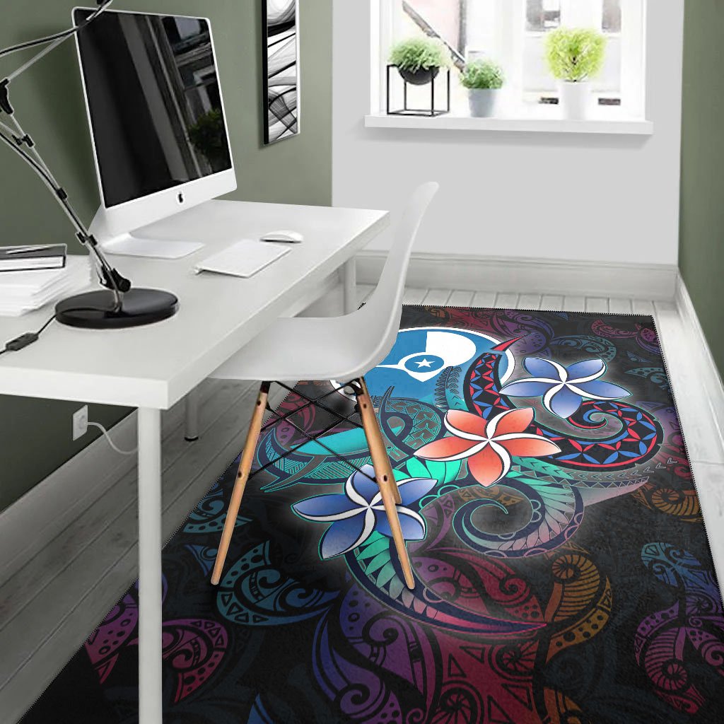 Yap State Area Rug - Plumeria Flowers Style