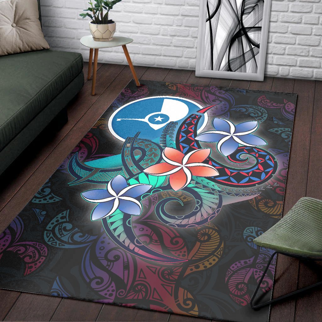 Yap State Area Rug - Plumeria Flowers Style