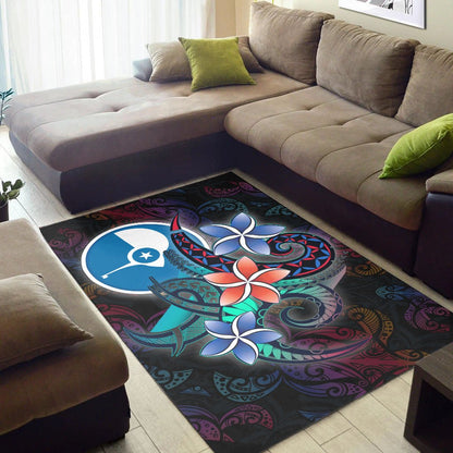 Yap State Area Rug - Plumeria Flowers Style